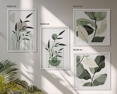 Conjunto de 4 quadros com moldura Composições de plantas boho