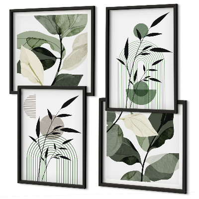 Conjunto de 4 quadros com moldura Composições de plantas boho