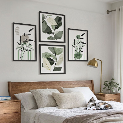 Conjunto de 4 quadros com moldura Composições de plantas boho