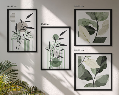 Conjunto de 4 quadros com moldura Composições de plantas boho