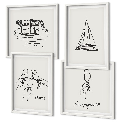 Composição de quadros Casa na água, brinde, veleiro