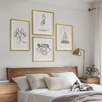 Composição de quadros Casa na água, brinde, veleiro