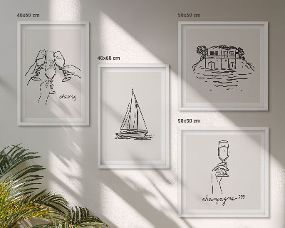 Composição de quadros Casa na água, brinde, veleiro