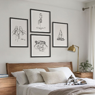 Composição de quadros Casa na água, brinde, veleiro
