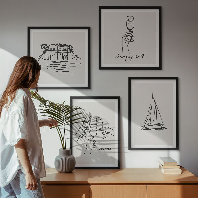 Composição de quadros Casa na água, brinde, veleiro