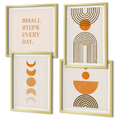 Conjunto de 4 quadros com moldura com padrões minimalistas boho