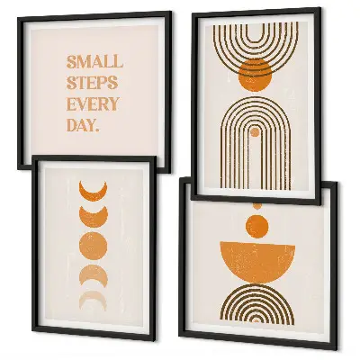 Conjunto de 4 quadros com moldura com padrões minimalistas boho