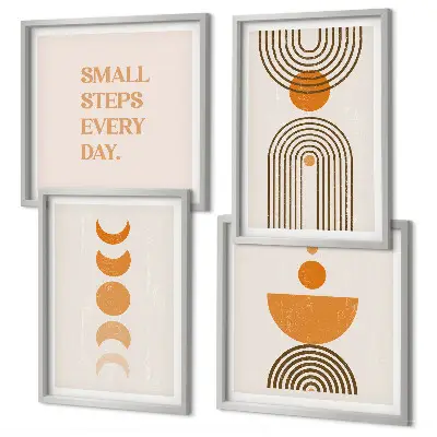 Conjunto de 4 quadros com moldura com padrões minimalistas boho