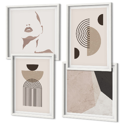 Políptico com moldura Formas faciais abstratas