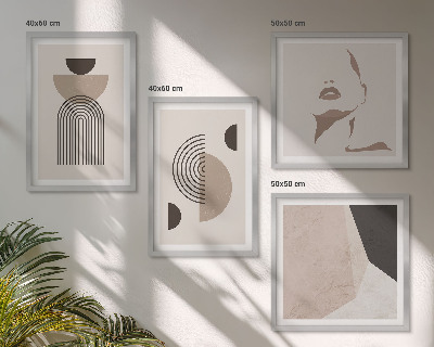 Políptico com moldura Formas faciais abstratas