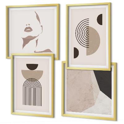 Políptico com moldura Formas faciais abstratas