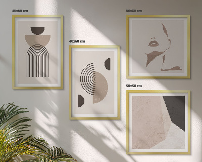 Políptico com moldura Formas faciais abstratas