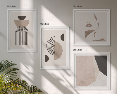 Políptico com moldura Formas faciais abstratas
