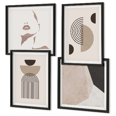 Políptico com moldura Formas faciais abstratas