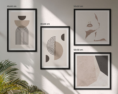 Políptico com moldura Formas faciais abstratas