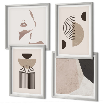 Políptico com moldura Formas faciais abstratas