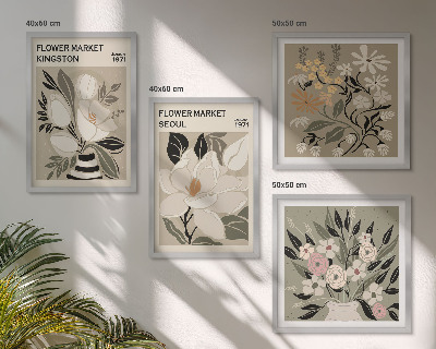 Composição de quadros Flores retrô de cidades ao redor do mundo