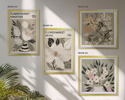 Composição de quadros Flores retrô de cidades ao redor do mundo