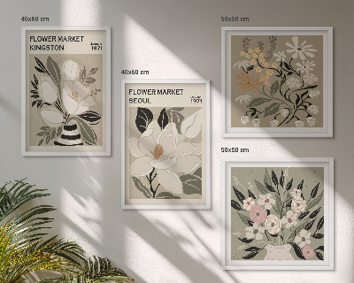 Composição de quadros Flores retrô de cidades ao redor do mundo