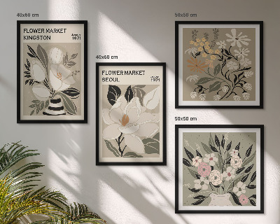 Composição de quadros Flores retrô de cidades ao redor do mundo