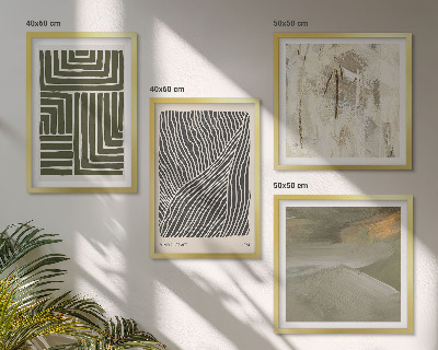Políptico com moldura Padrões de formas em verde