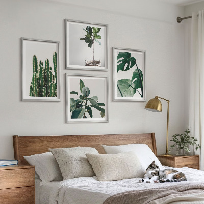 Conjunto de 4 quadros com moldura Estética das plantas tropicais