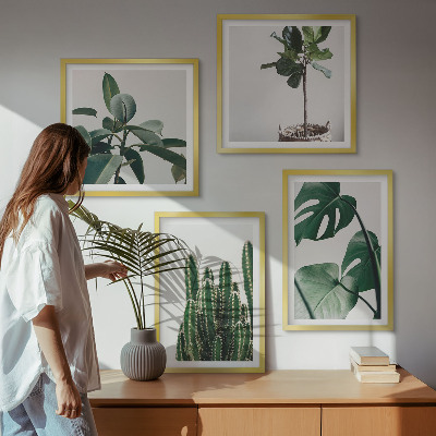 Conjunto de 4 quadros com moldura Estética das plantas tropicais