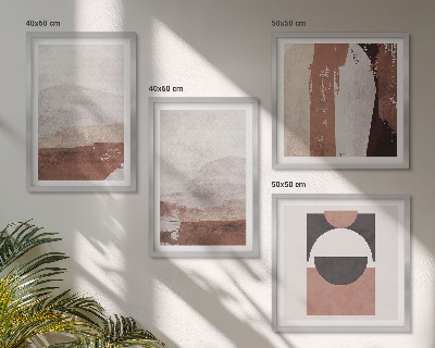 Conjunto de 4 quadros com moldura Padrões abstratos em tons de marrom