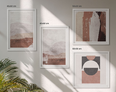 Conjunto de 4 quadros com moldura Padrões abstratos em tons de marrom