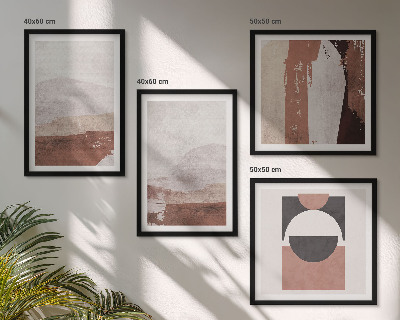 Conjunto de 4 quadros com moldura Padrões abstratos em tons de marrom