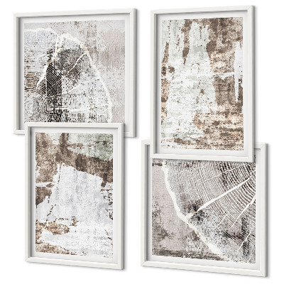 Políptico com moldura Padrões abstratos em branco e marrom