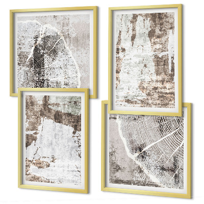 Políptico com moldura Padrões abstratos em branco e marrom