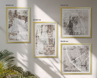Políptico com moldura Padrões abstratos em branco e marrom