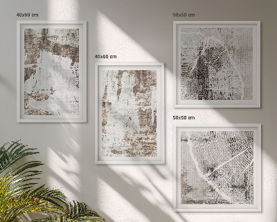 Políptico com moldura Padrões abstratos em branco e marrom