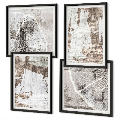 Políptico com moldura Padrões abstratos em branco e marrom