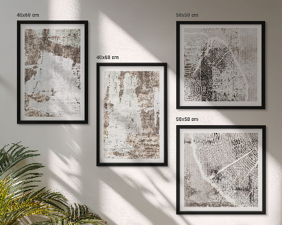 Políptico com moldura Padrões abstratos em branco e marrom