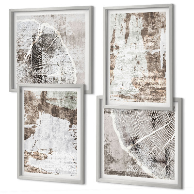 Políptico com moldura Padrões abstratos em branco e marrom