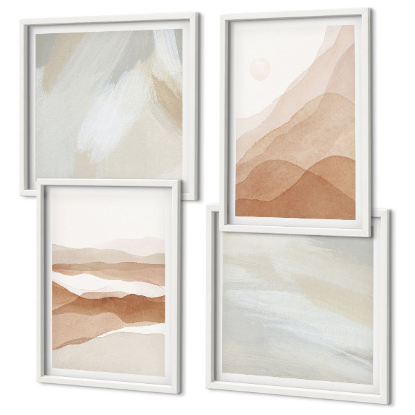 Composição de quadros Paisagens abstratas em tons de marrom
