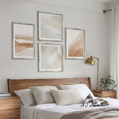 Composição de quadros Paisagens abstratas em tons de marrom