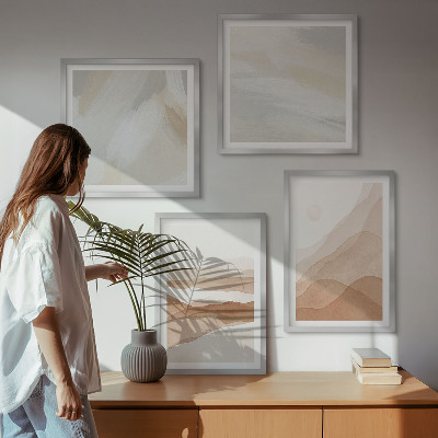 Composição de quadros Paisagens abstratas em tons de marrom