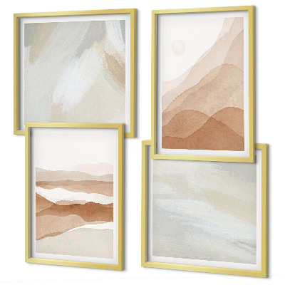 Composição de quadros Paisagens abstratas em tons de marrom