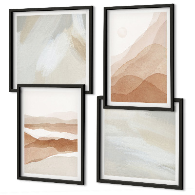 Composição de quadros Paisagens abstratas em tons de marrom