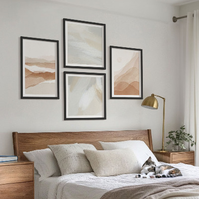 Composição de quadros Paisagens abstratas em tons de marrom