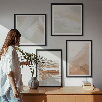 Composição de quadros Paisagens abstratas em tons de marrom