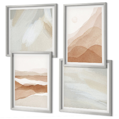 Composição de quadros Paisagens abstratas em tons de marrom