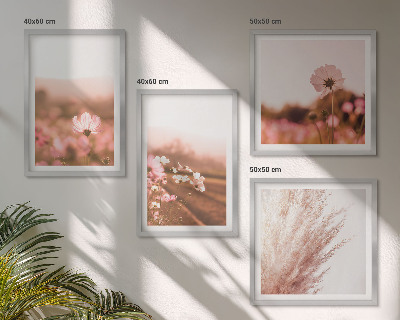 Conjunto de 4 quadros com moldura Flores silvestres nos prados durante o verão