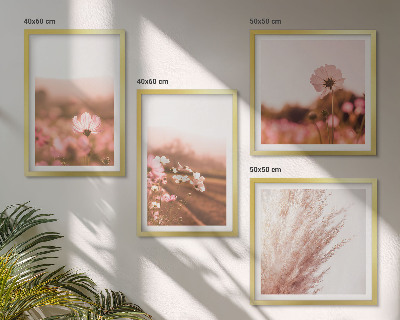 Conjunto de 4 quadros com moldura Flores silvestres nos prados durante o verão