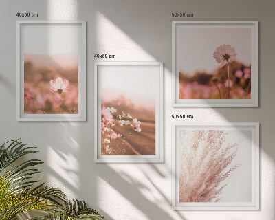 Conjunto de 4 quadros com moldura Flores silvestres nos prados durante o verão