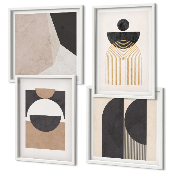 Composição de quadros Formas abstratas em tons de bege e marrom.