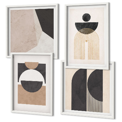 Composição de quadros Formas abstratas em tons de bege e marrom.